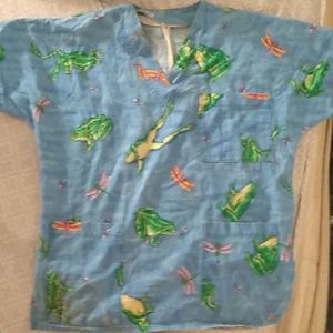 Handmade vintage frog scrub top